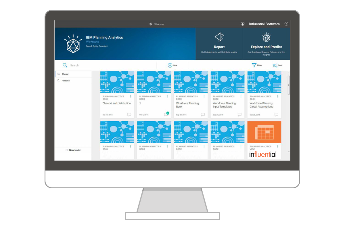 IBM® Planning Analytics Dashboard example on monitor